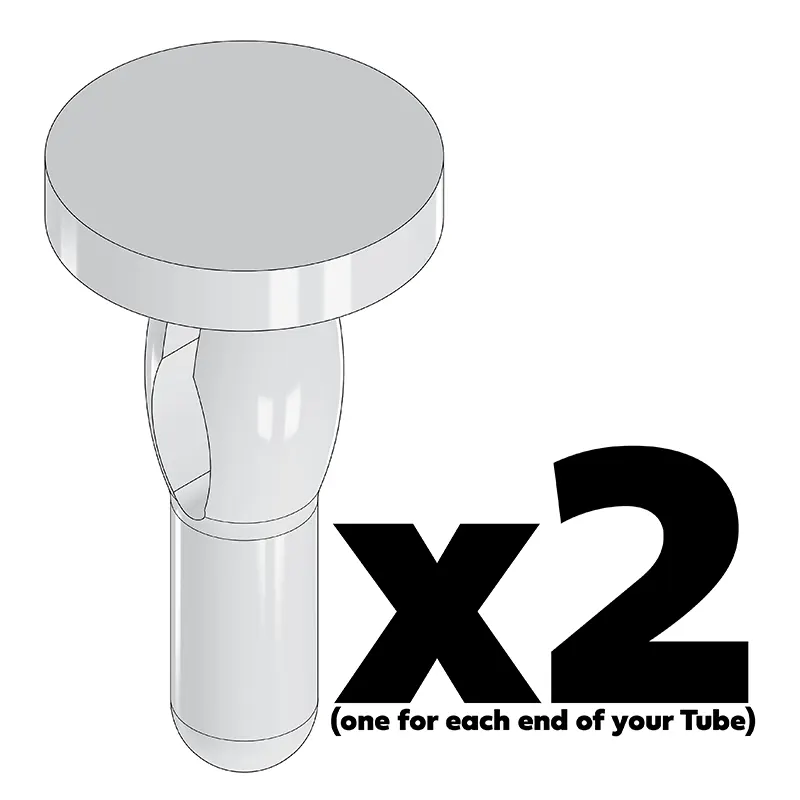 IC Tube Pins MC-4000WHITE securely fitted into the end of an antistatic shipping tube, offering reliable protection for ICs.