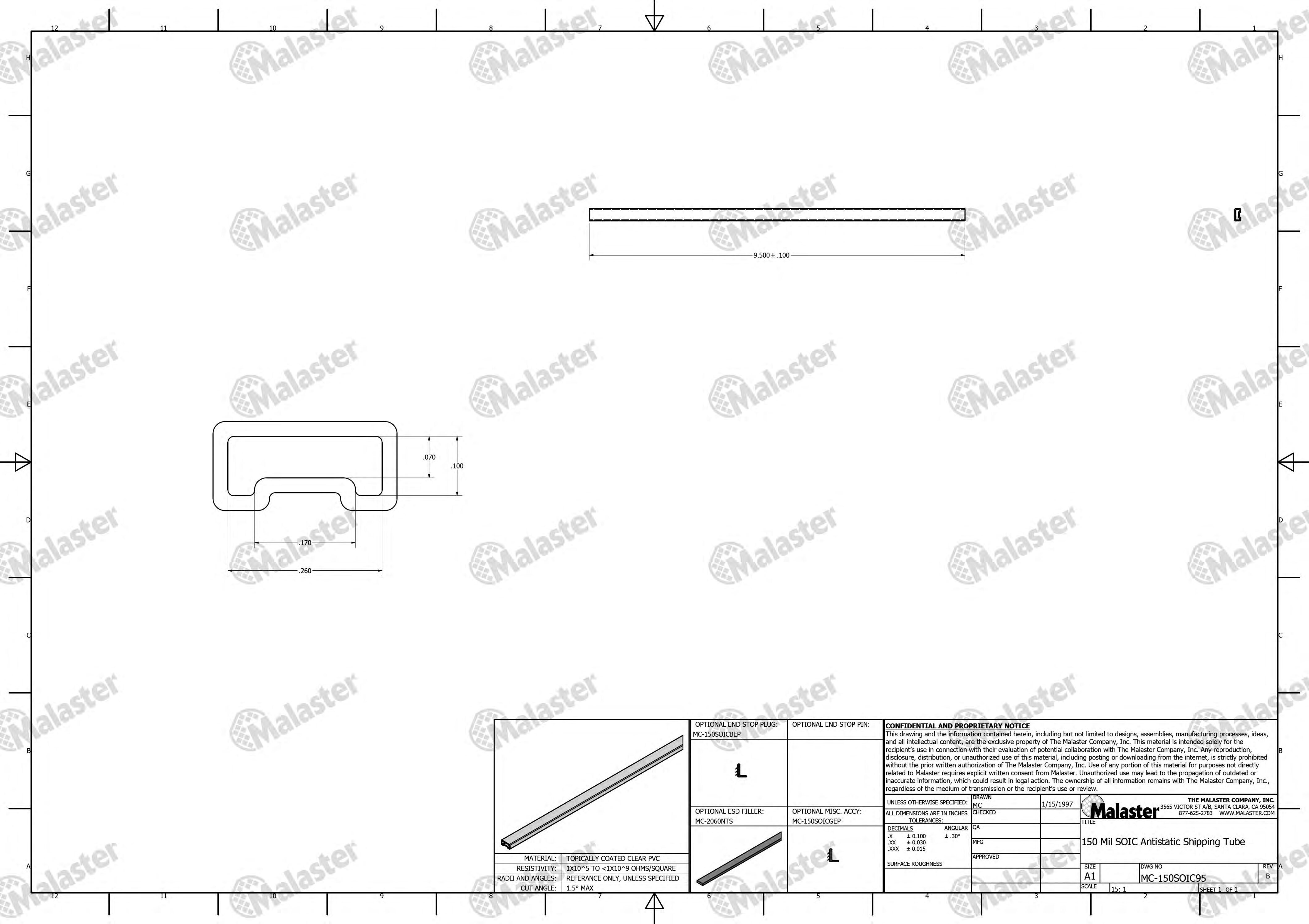 MC-150SOIC95 150 Mil SOIC Anti Static Plastic IC Shipping Tubes - Image 5