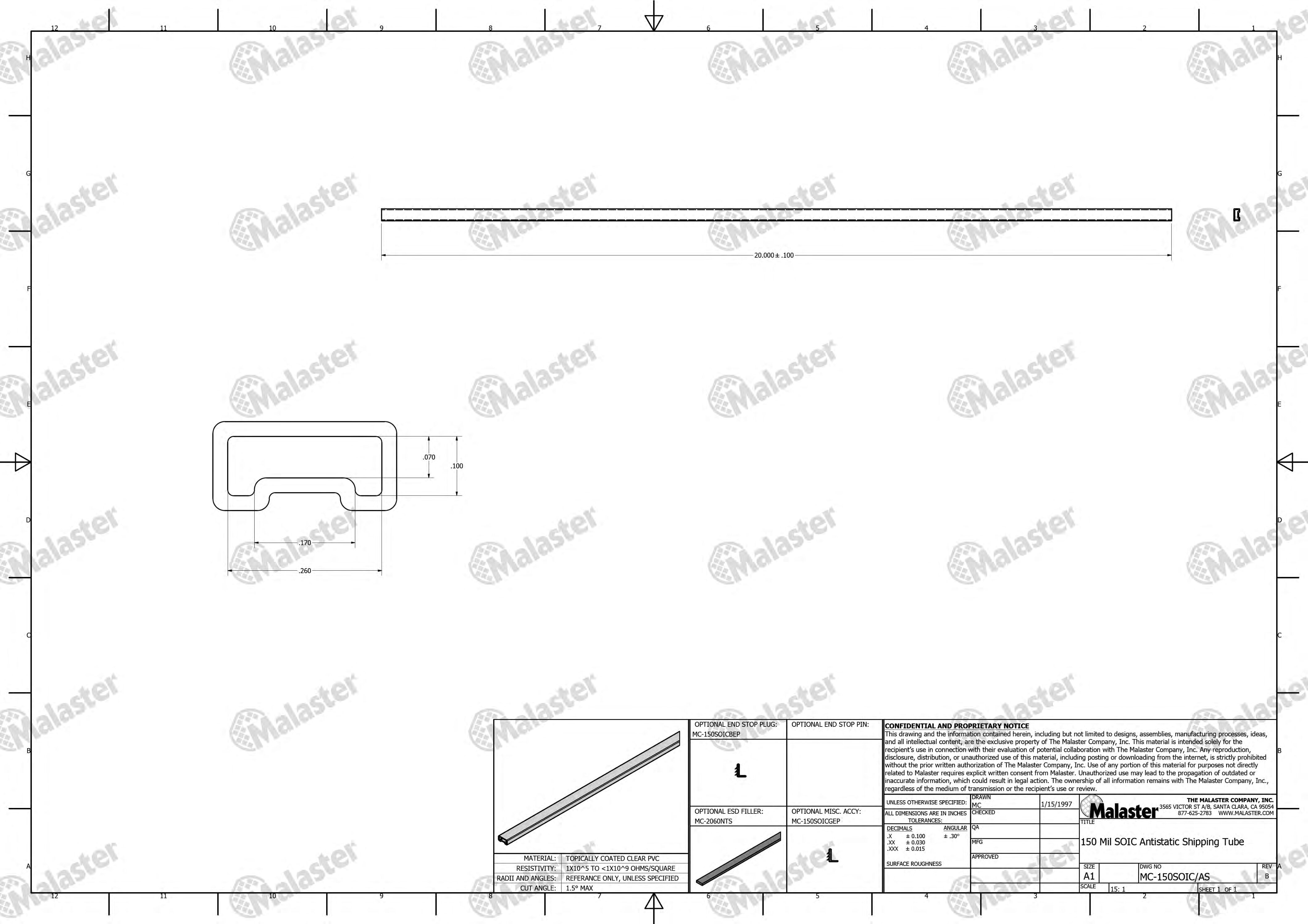 MC-150SOIC/AS 150 Mil SOIC Anti Static Plastic IC Shipping Tubes - Image 5