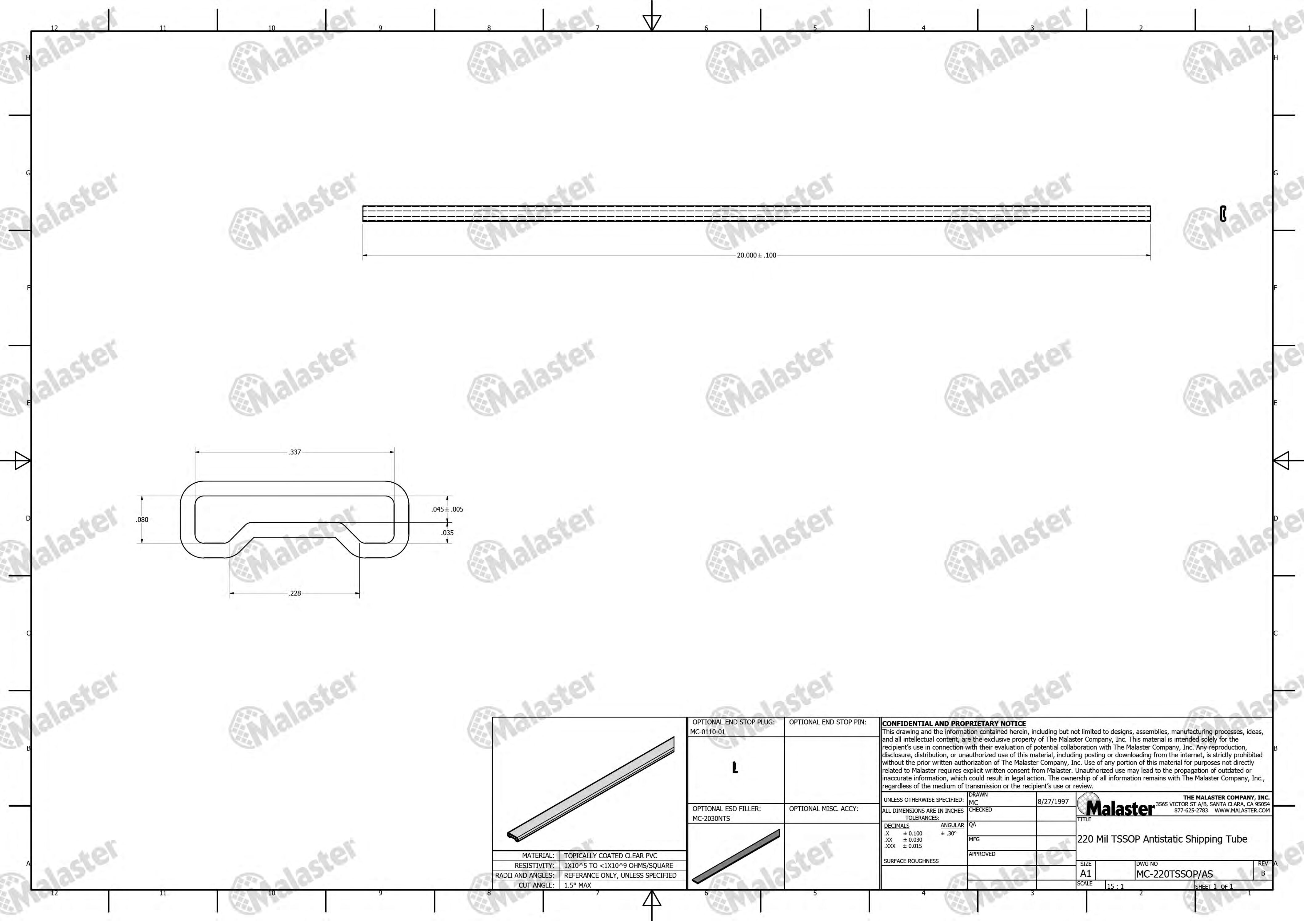 MC-220TSSOP/AS 220 Mil TSSOP Anti Static Plastic IC Shipping Tubes - Image 5