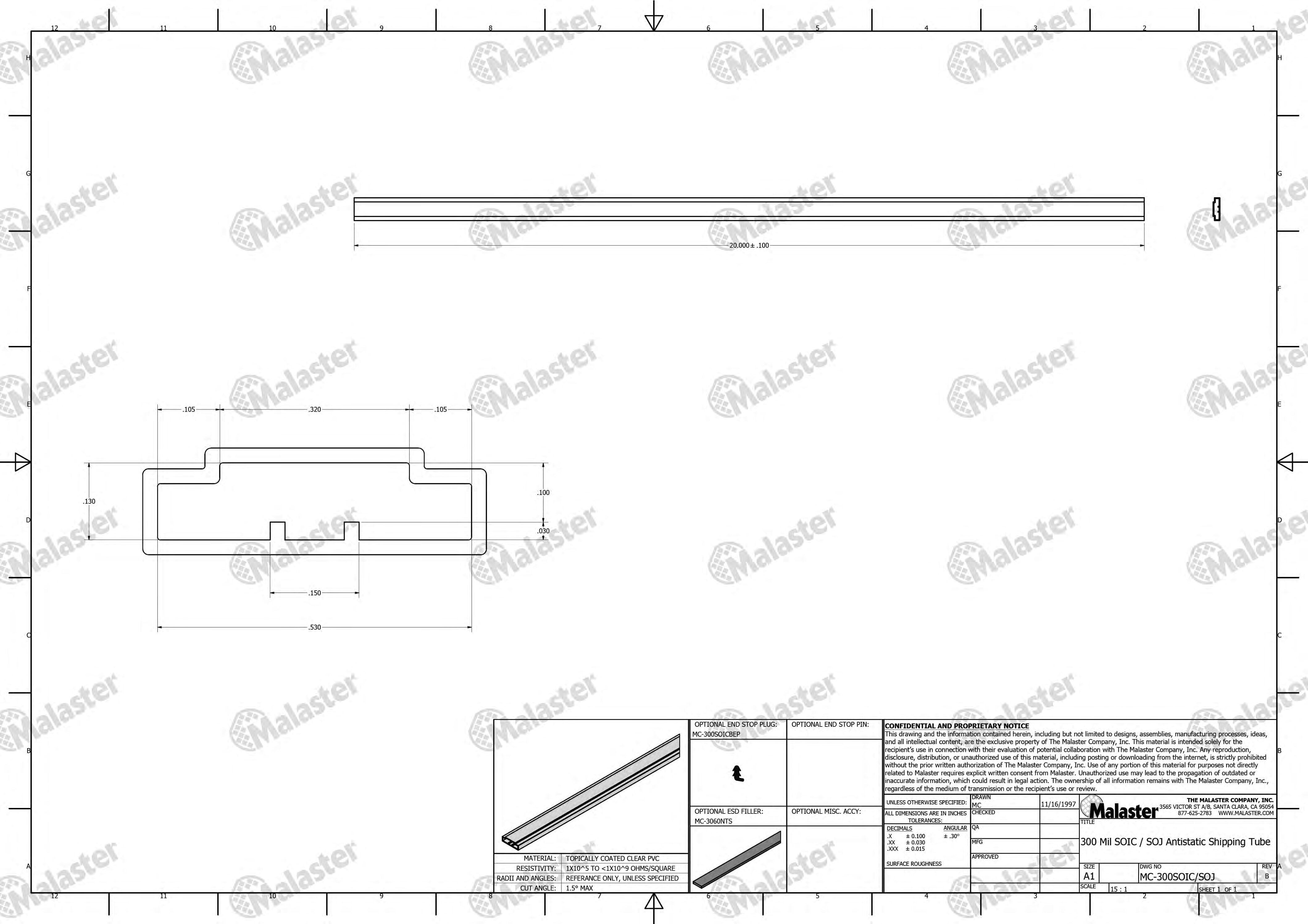 MC-300SOIC/SOJ 300 Mil SOIC, SOJ Anti Static Plastic IC Shipping Tubes - Image 5
