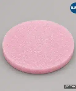 8.875-inch Firm Wafer Cushion Foam Disc manufactured from pink closed-cell antistatic foam for semiconductor wafer packaging