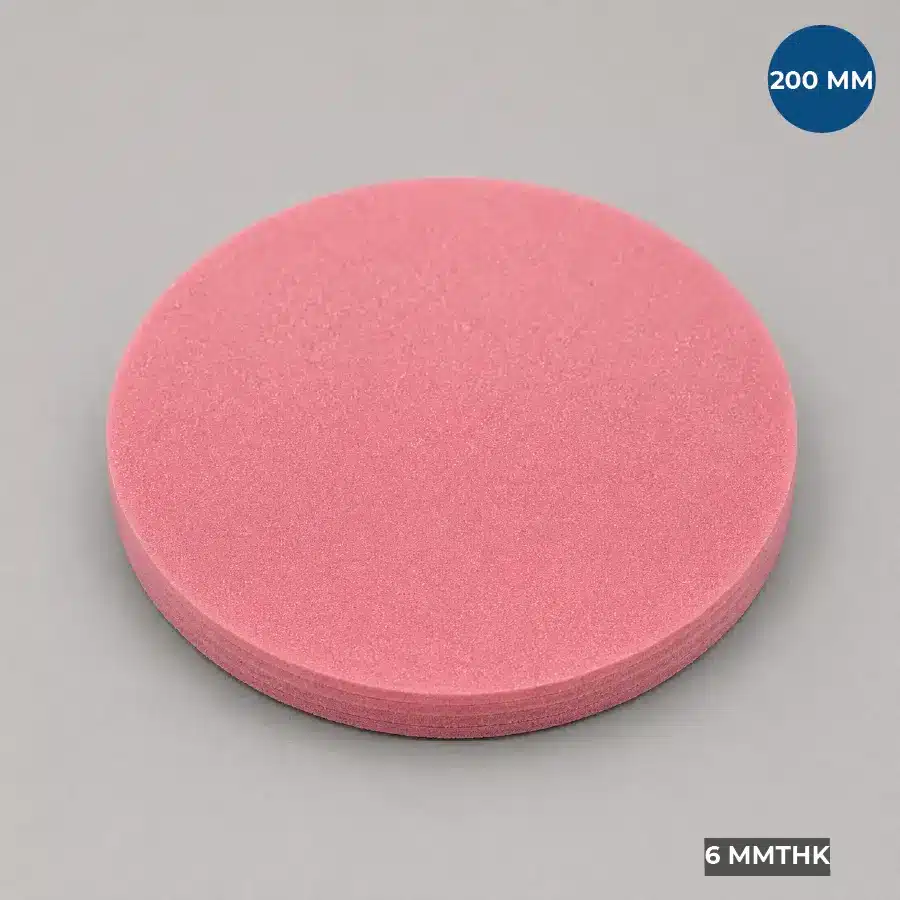 200 MM Soft Wafer Cushion Foam Disc manufactured from pink open-cell antistatic foam for semiconductor wafer packaging