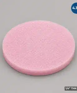 4.125-inch Firm Wafer Cushion Foam Disc manufactured from pink closed-cell antistatic foam for semiconductor wafer packaging