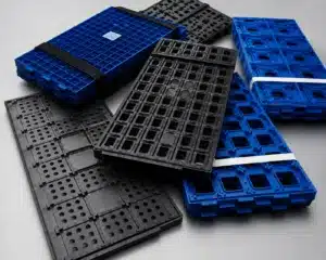 Malaster JEDEC trays for semiconductor and integrated circuit packaging featuring ESD-safe matrix trays for automated handling, storage, and transport of electronic components