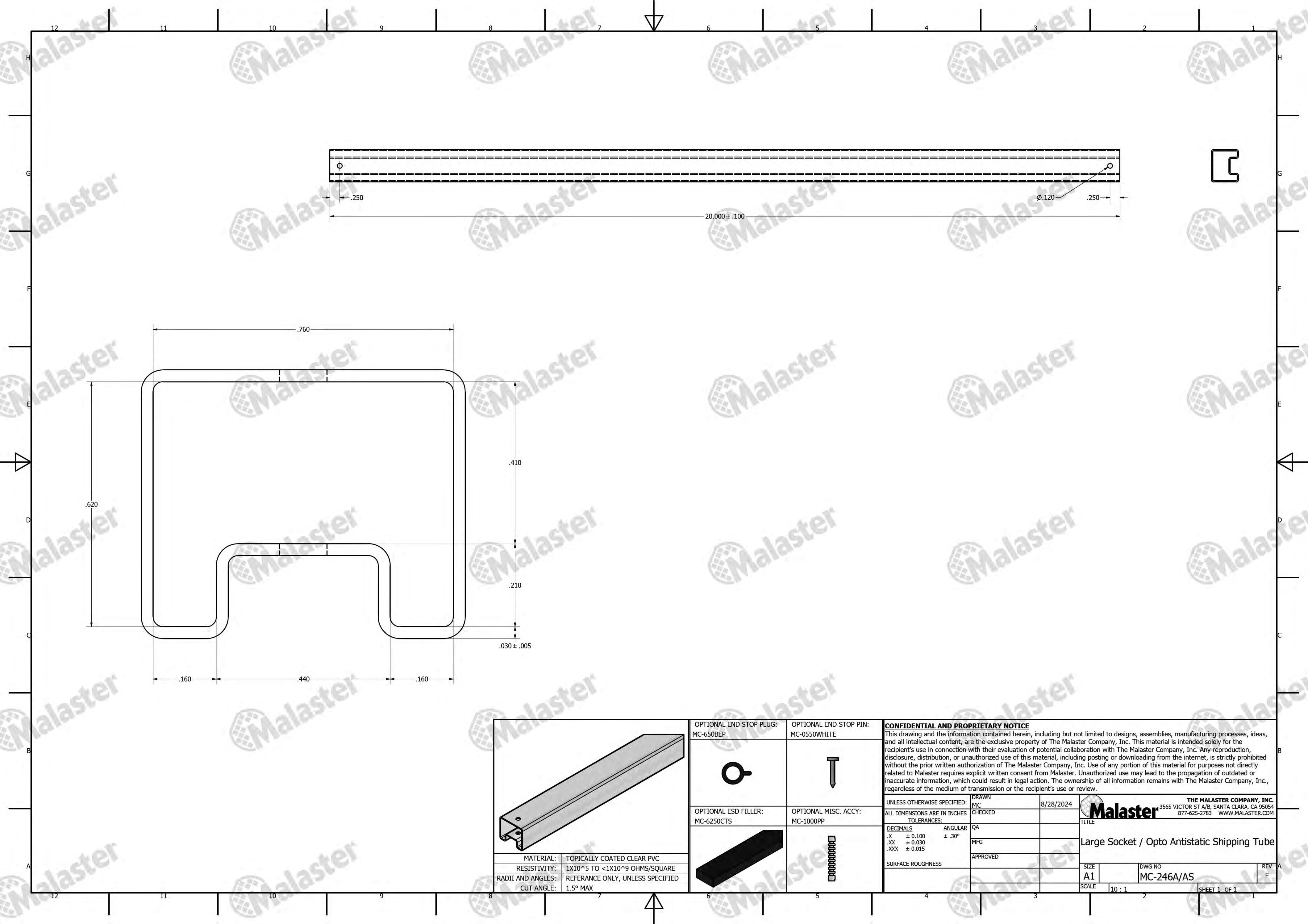 MC-274/AS Large Opto Antistatic Plastic IC Shipping Tube - Image 6