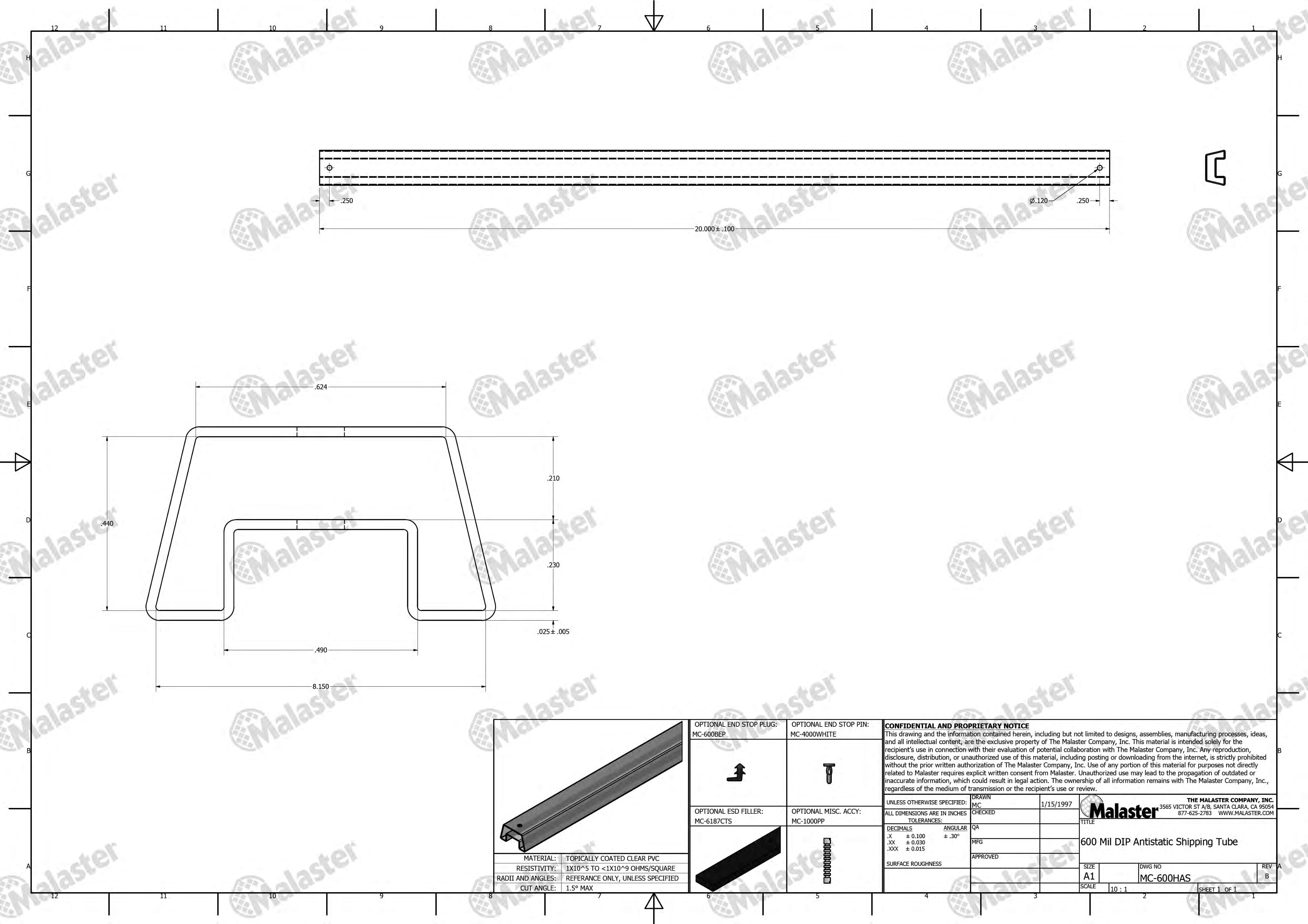MC-600HAS 600 Mil DIP Anti Static Plastic IC Shipping Tubes - Image 5