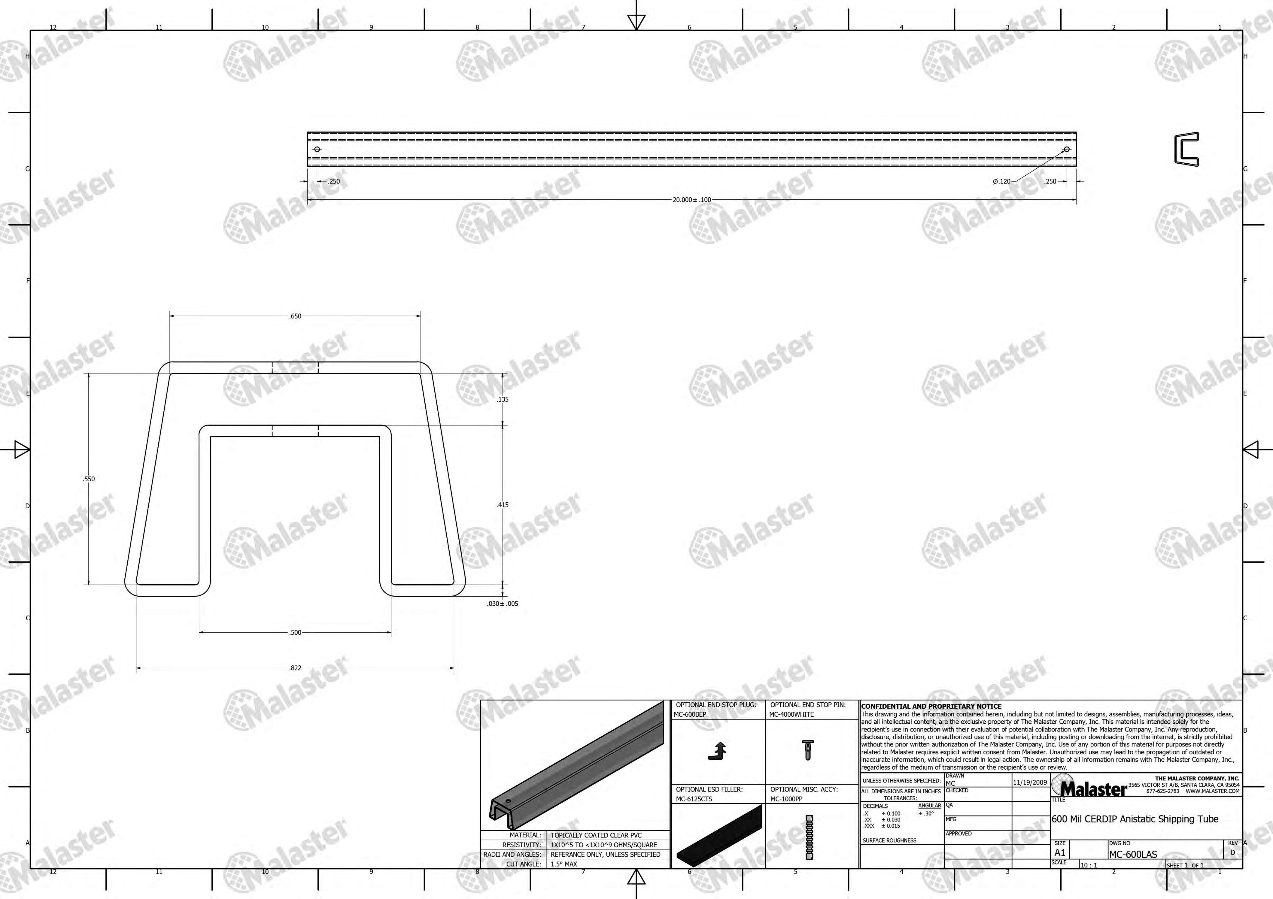 MC-600LAS 600 Mil CERDIP Anti Static Plastic IC Shipping Tubes - Image 6