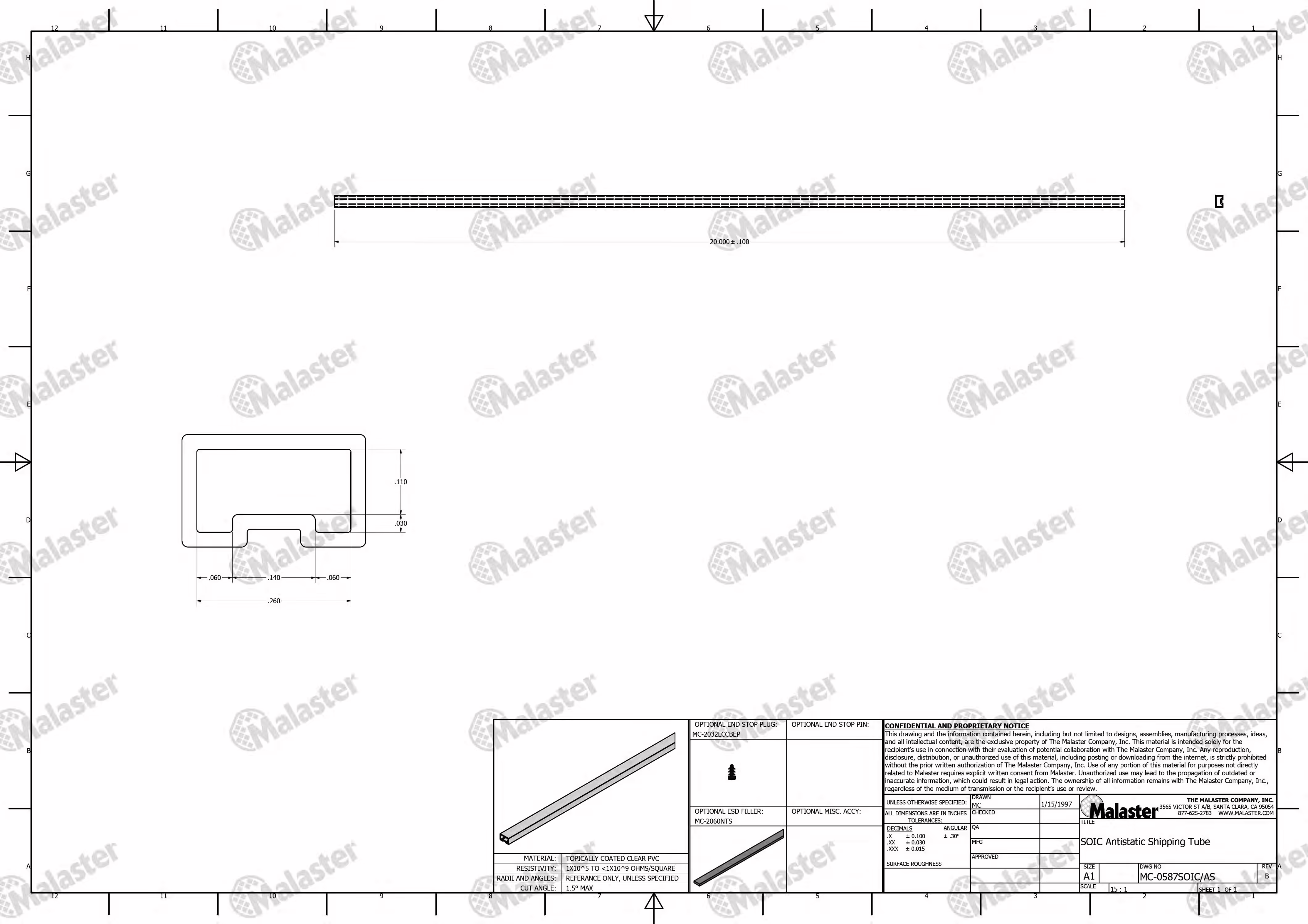 MC-0587SOIC/AS 8 Pin SOIC Anti Static Plastic IC Shipping Tubes - Image 5