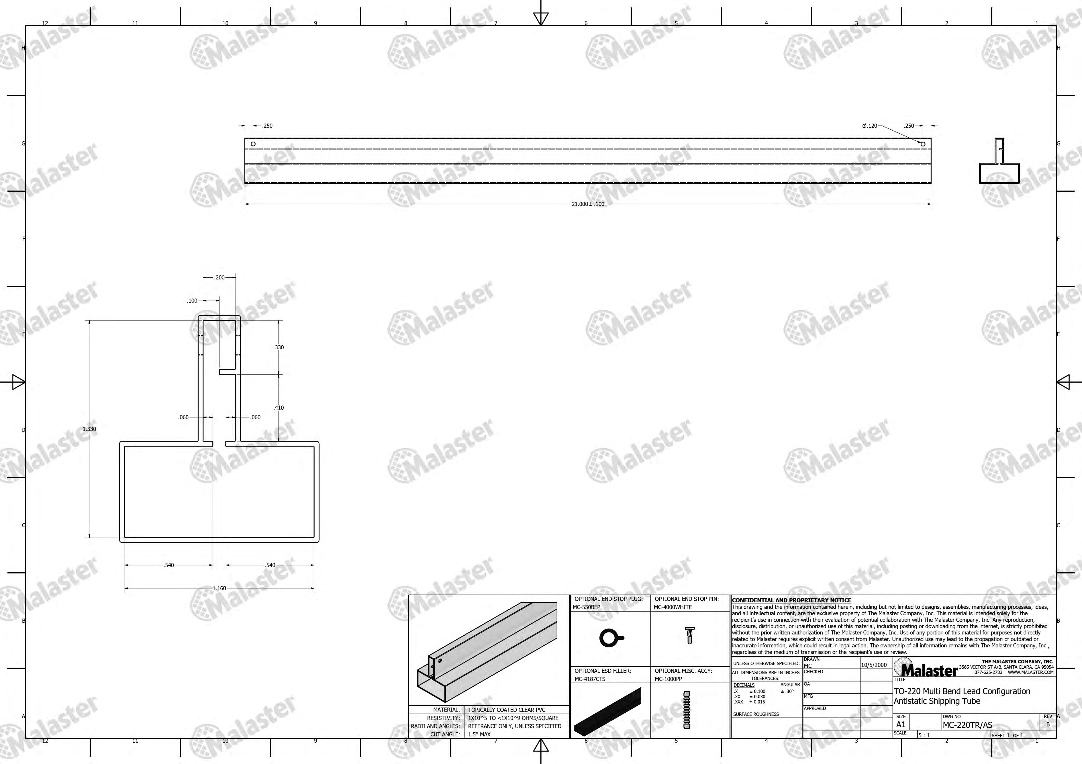 MC-220TR/AS TO-220 Anti Static Plastic IC Shipping Tubes - Image 5