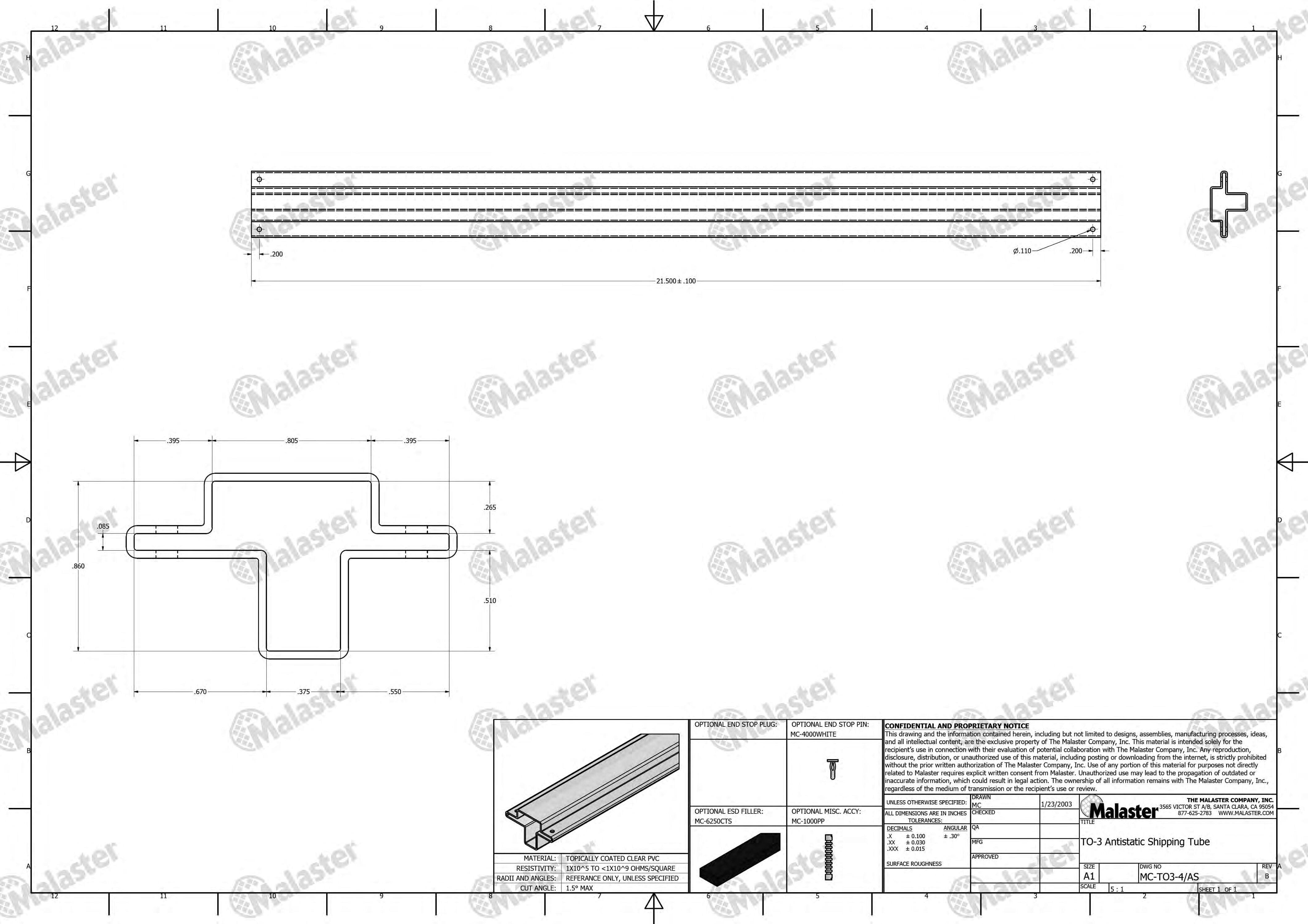 MC-TO3-4/AS TO-3 Anti Static Plastic IC Shipping Tubes - Image 5
