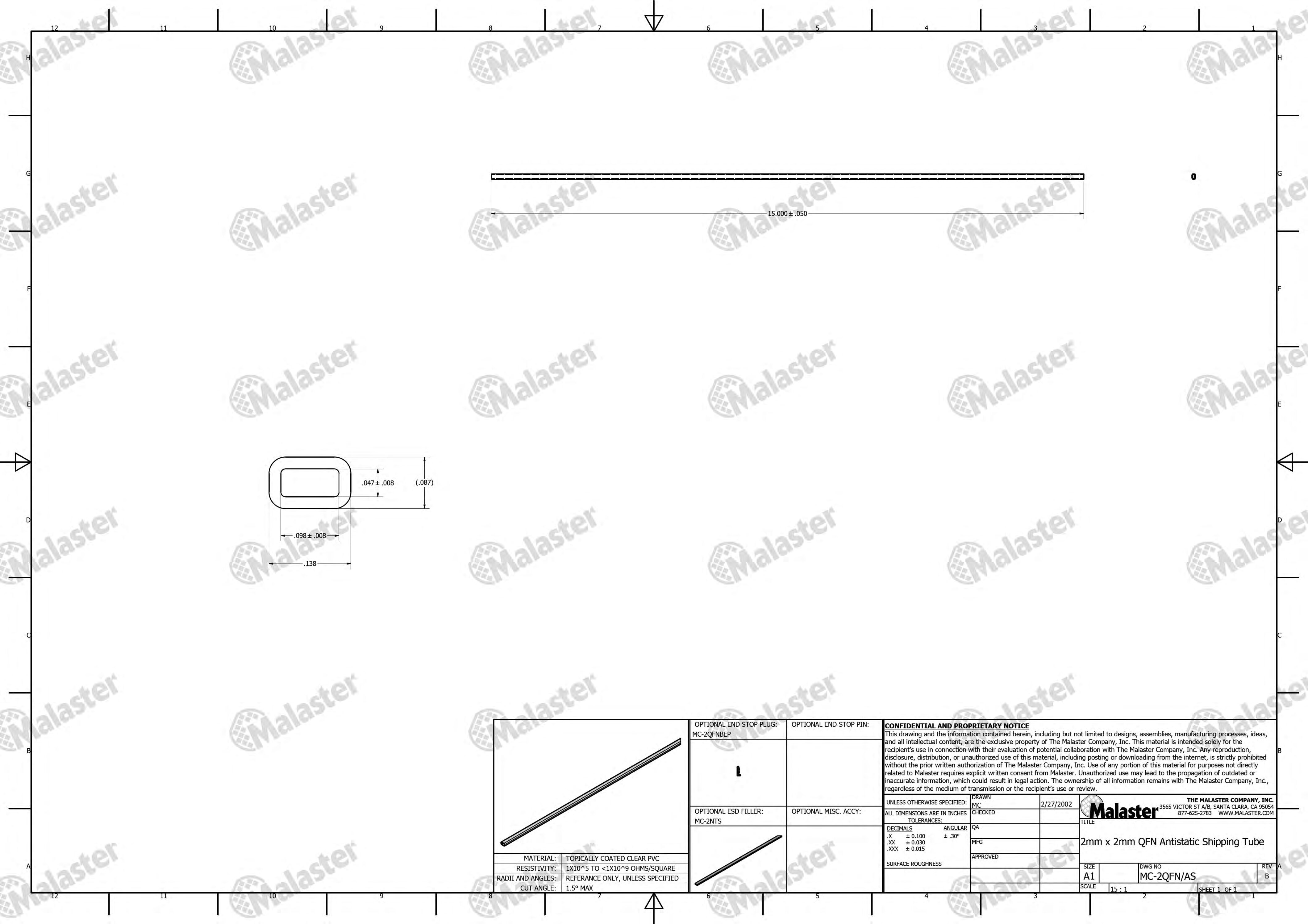 MC-2QFN/AS 2x2 QFN Anti Static Plastic IC Shipping Tubes - Image 5