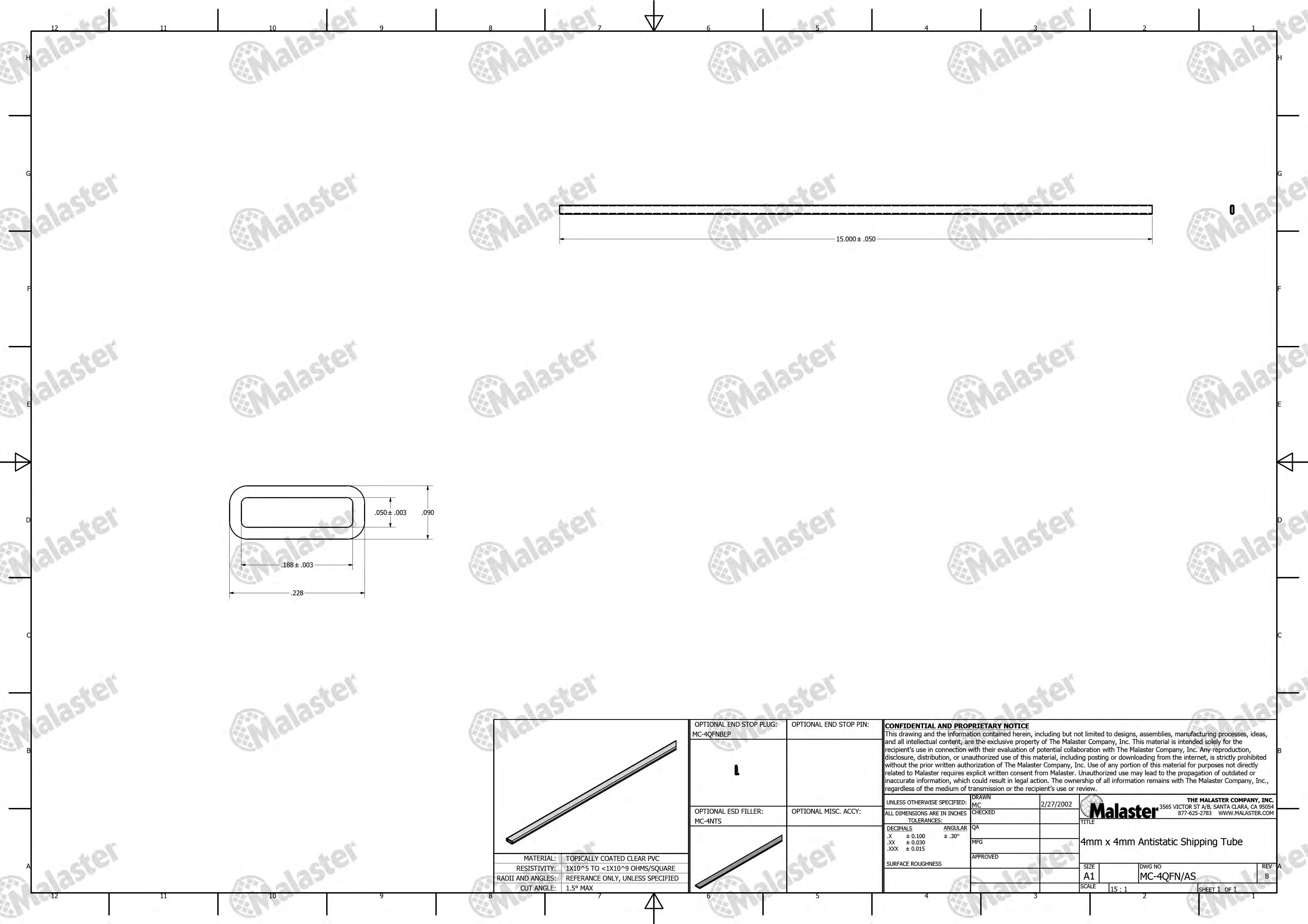 MC-4QFN/AS 4x4 QFN Anti Static Plastic IC Shipping Tubes - Image 5