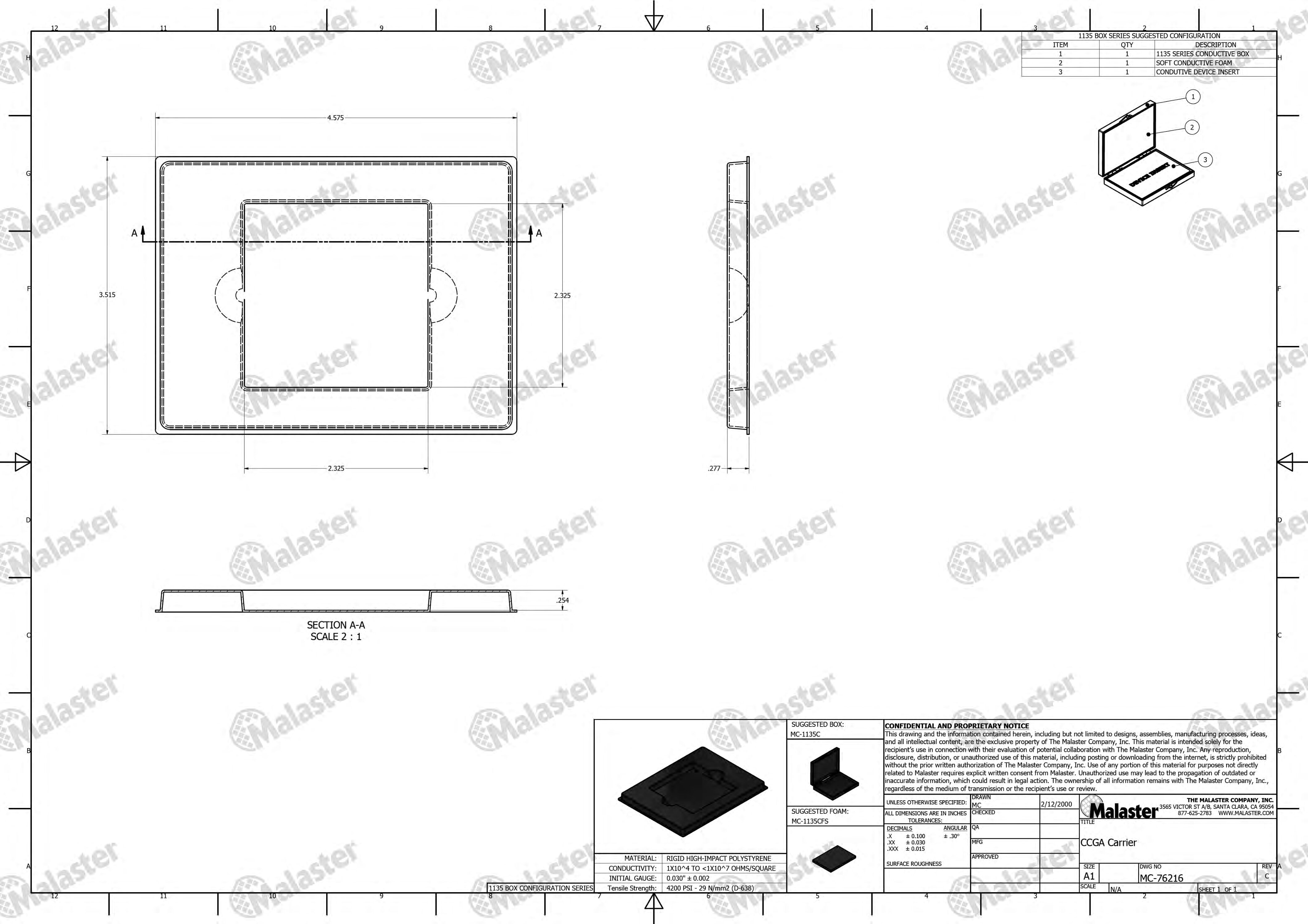MC-76216 Conductive Tray Insert for CCGA Carrier - Image 5