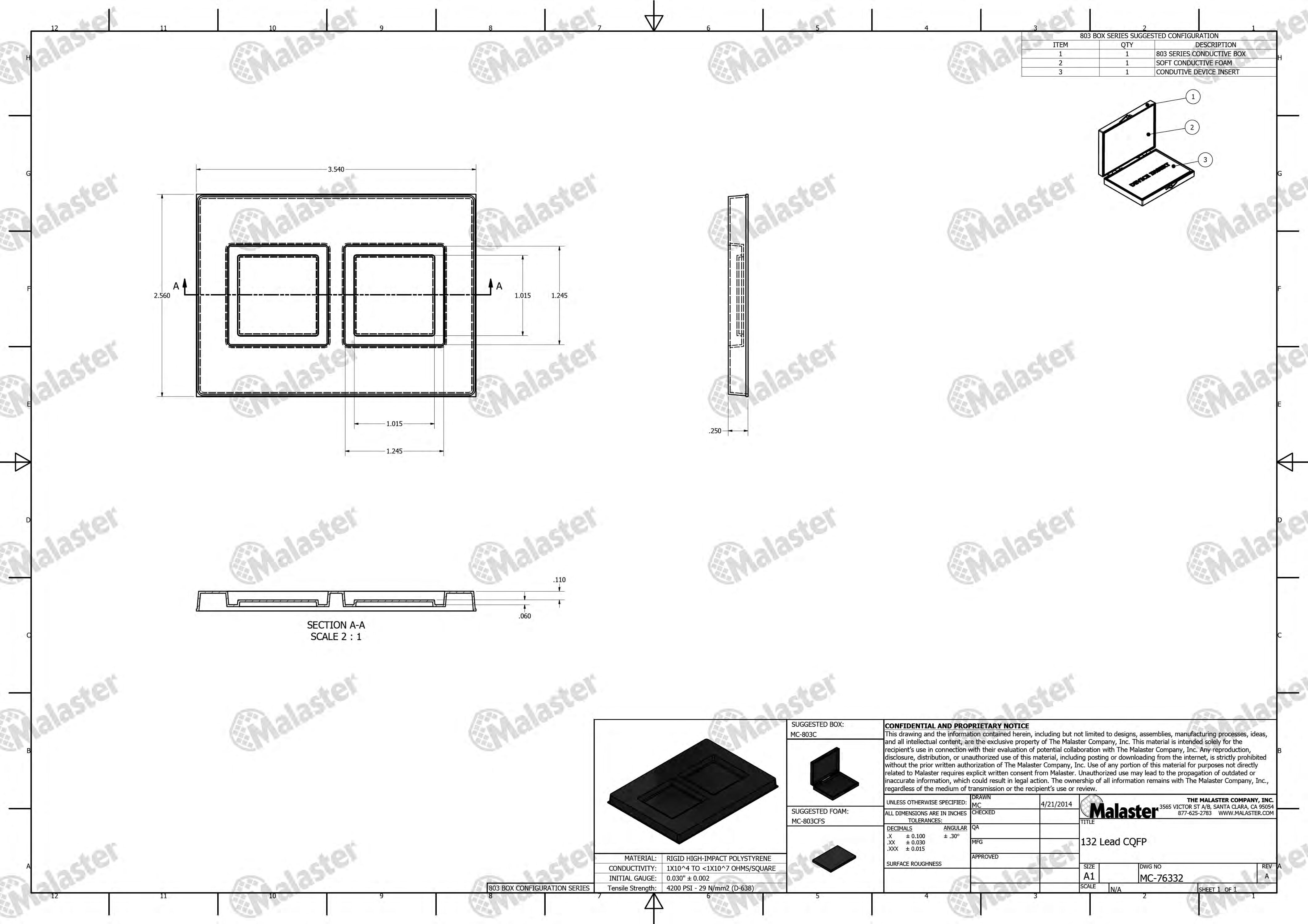 MC-76332 Conductive Tray Insert for 132 Lead CQFP - Image 5