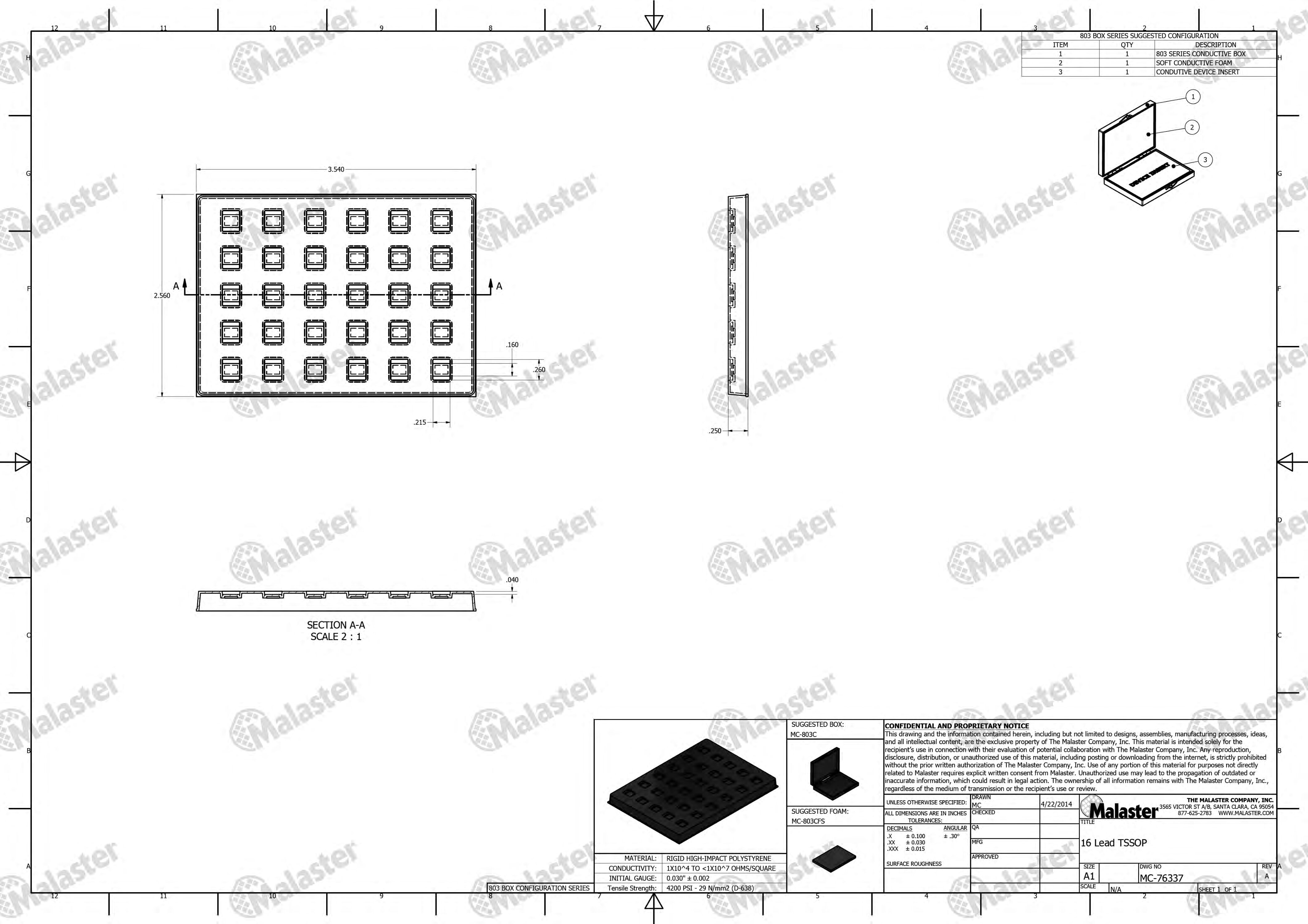 MC-76337 Conductive Tray Insert for 16 Lead TSSOP - Image 5