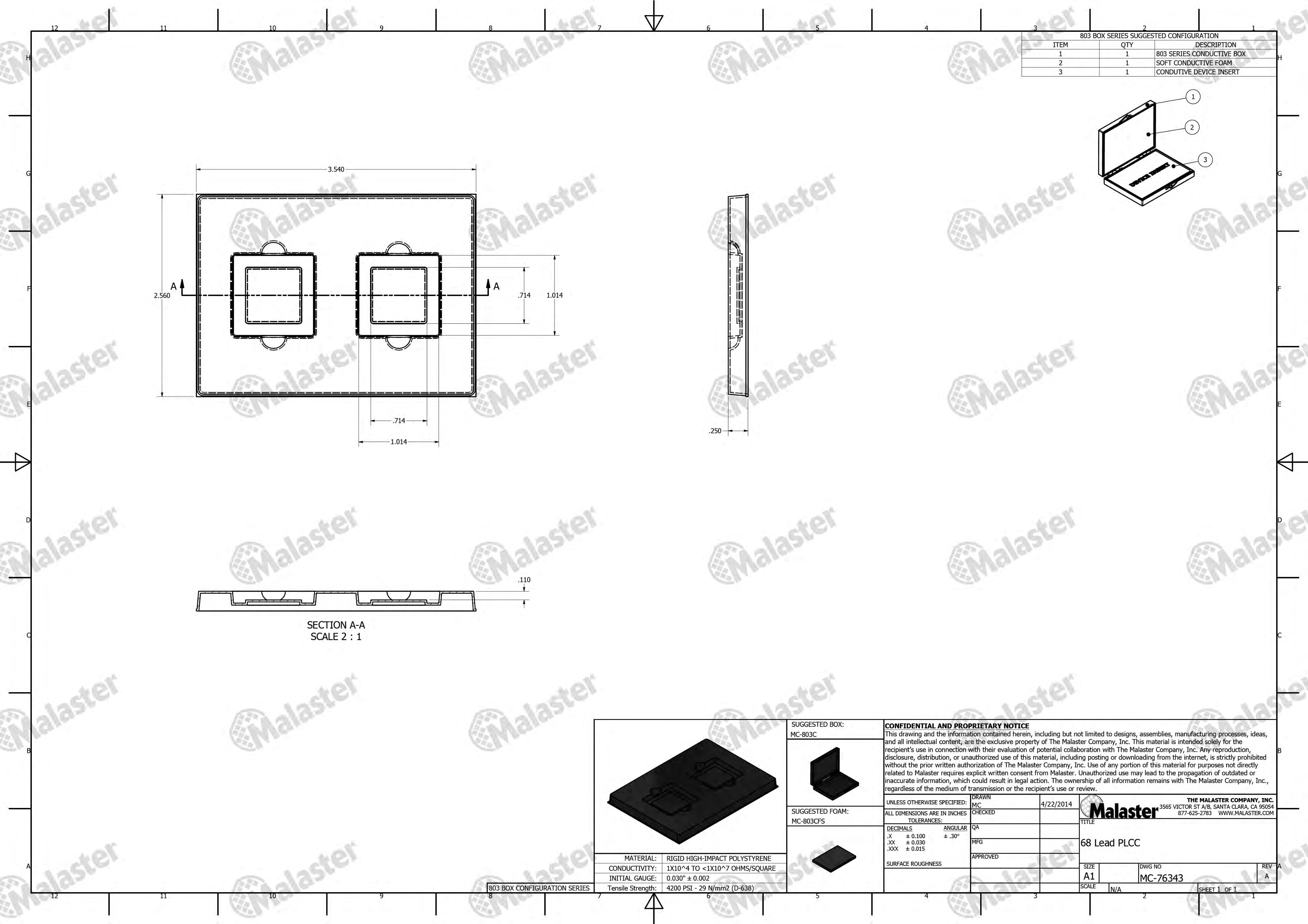 MC-76343 Conductive Tray Insert for 68 Lead PLCC - Image 5