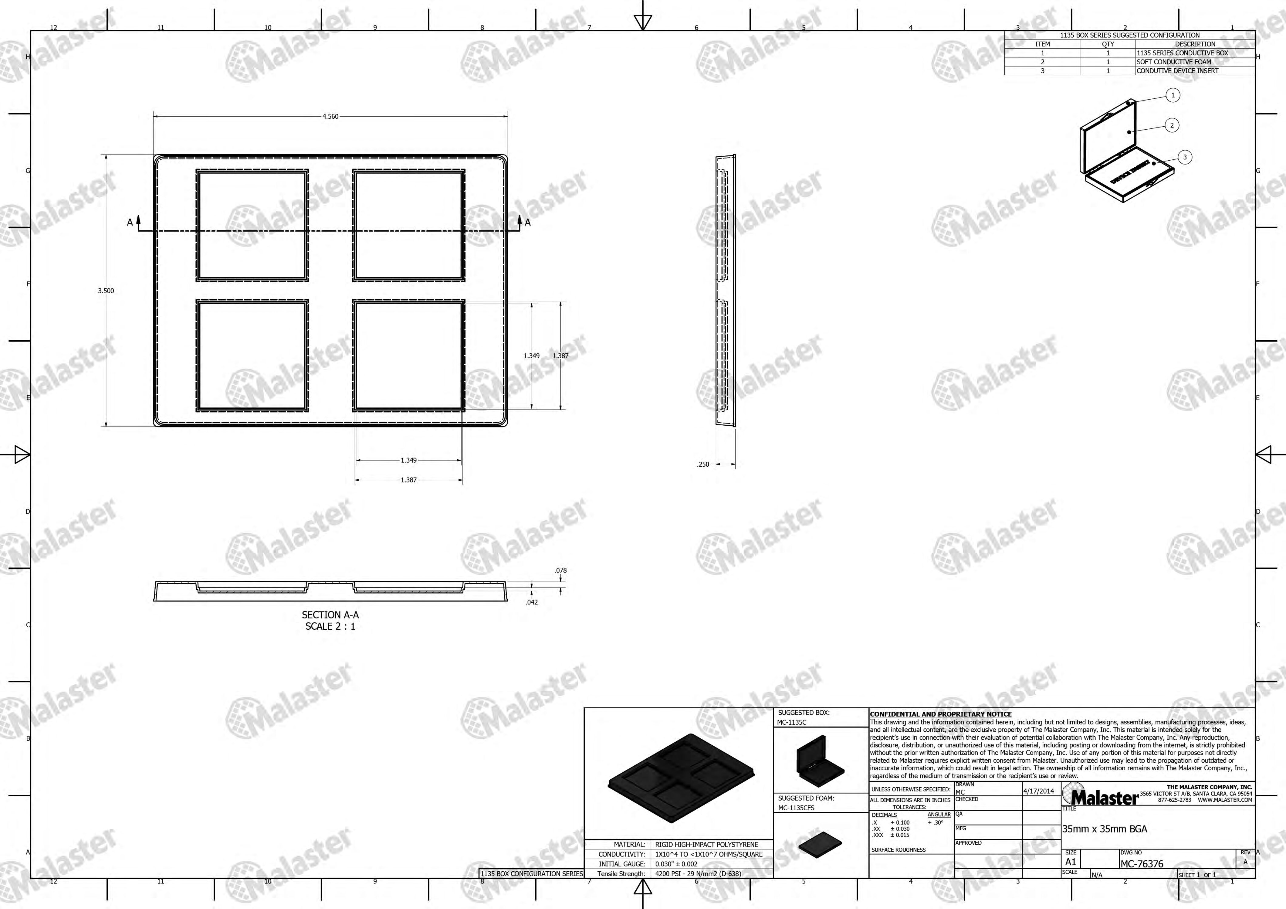 MC-76376 Conductive Tray Insert for 35mm x 35mm BGA - Image 5